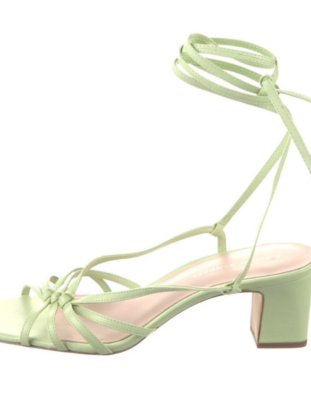 Loeffler Randall Pale Green Strappy Ankle-Tie Block Heel Sandal